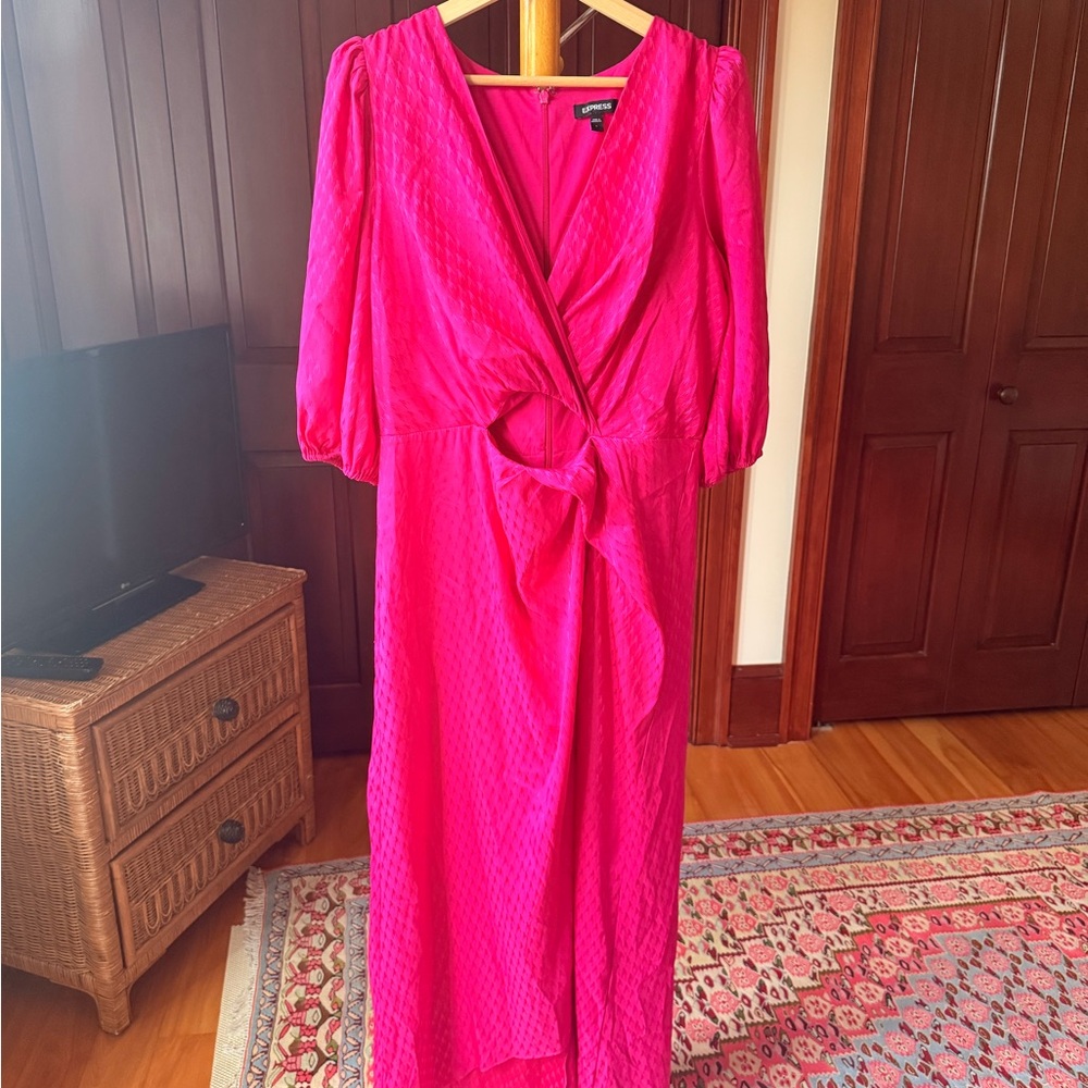 Express Fuchsia Long Sleeve Dress